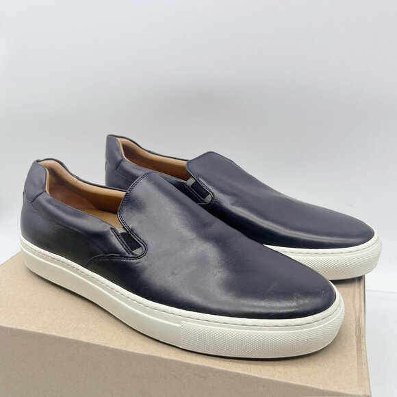 HUGO BOSS Men's Mirage Slon Slip-On Sneaker Black Leather US 12 -Made in Italy - Picture 2 of 10